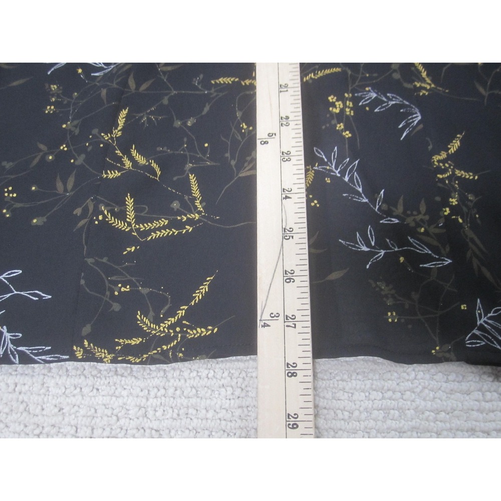 Leslie Fay Shirt Womens 8 Black Floral Print Button Front Long‎ Sleeve Tie Cuff - Picture 9 of 10